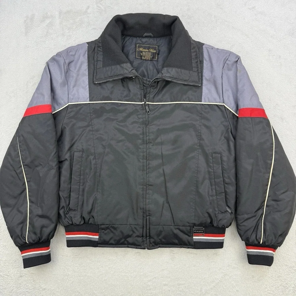 Yamaha Jacket Mens Large Maxim Wear Vintage Snowmobile Black Quilted